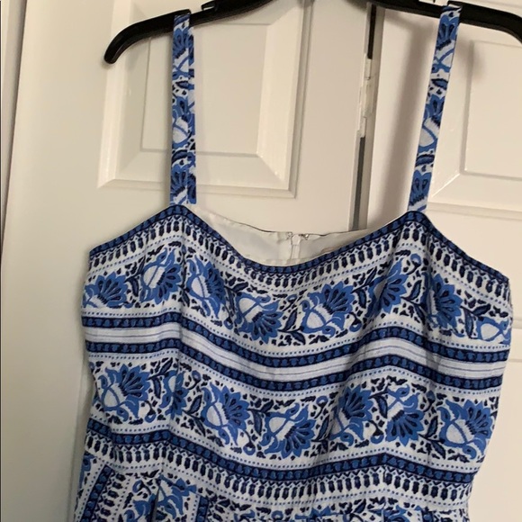 Ann Taylor Loft lined blue & white sundress - Picture 3 of 7